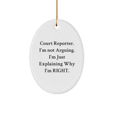 Funny Court Reporter Gifts from Coworkers - Court Reporter Oval Ornament for Christmas Unique Gifts for Men - Image 1